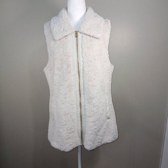 ANDREW MARC NEW YORK FAUX FUR VEST, CREAM COLOR, SIZE PXL, OVERSIZED - Picture 3 of 6